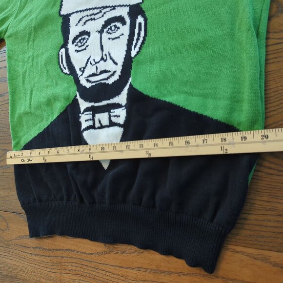 Archie McPhee Ugly Christmas Green Sweater size XL Santa Claus Lincoln - Picture 7 of 14